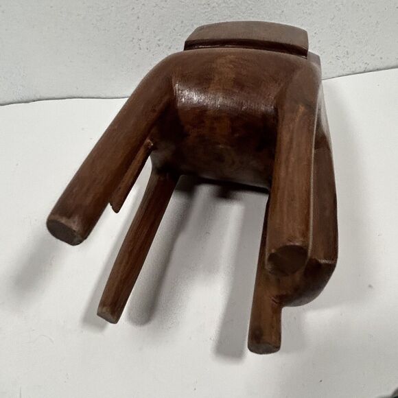 Abstract Carved Wood Elephant Statue 8.5" Tall Figure Brown MCM Artsy African - Picture 7 of 7